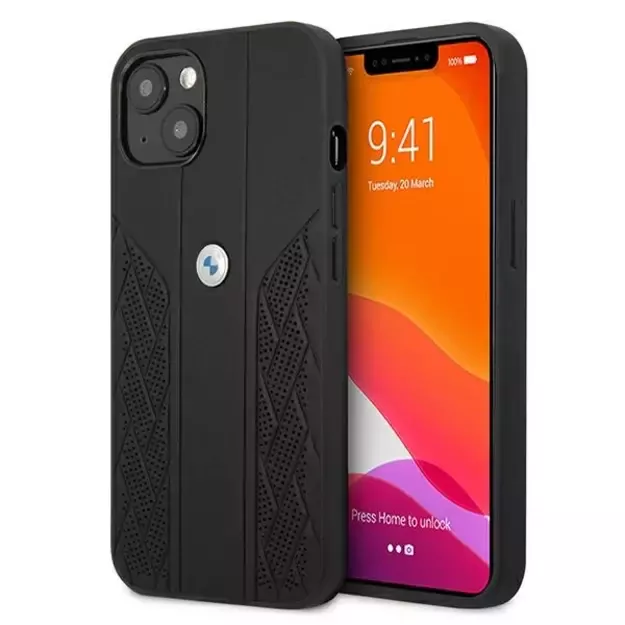 Etui BMW BMHCP13SRSPPK iPhone 13 mini 5,4  czarny/black hardcase Leather Curve Perforate