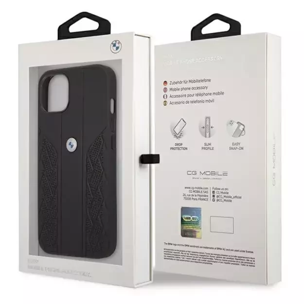 Etui BMW BMHCP13SRSPPK iPhone 13 mini 5,4  czarny/black hardcase Leather Curve Perforate 14