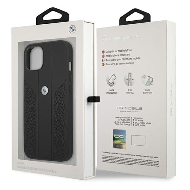 Etui BMW BMHCP13SRSPPK iPhone 13 mini 5,4  czarny/black hardcase Leather Curve Perforate 7
