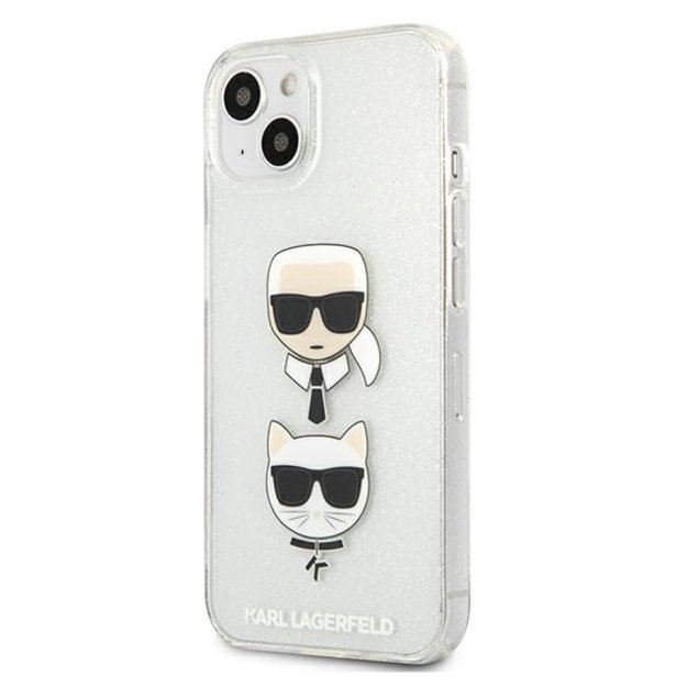 Karl Lagerfeld KLHCP13SKCTUGLS iPhone 13 mini 5,4  srebrny/silver hardcase Glitter Karl`s & Choupette 1