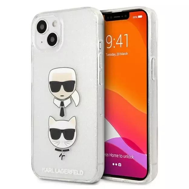 Karl Lagerfeld KLHCP13SKCTUGLS iPhone 13 mini 5,4  srebrny/silver hardcase Glitter Karl`s & Choupette