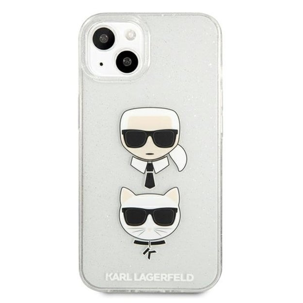 Karl Lagerfeld KLHCP13SKCTUGLS iPhone 13 mini 5,4  srebrny/silver hardcase Glitter Karl`s & Choupette 2