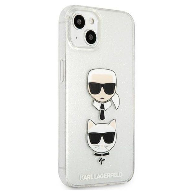 Karl Lagerfeld KLHCP13SKCTUGLS iPhone 13 mini 5,4  srebrny/silver hardcase Glitter Karl`s & Choupette 3