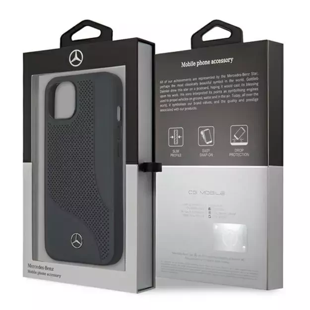 Mercedes MEHCP13SCDONA iPhone 13 mini 5,4  granatowy/navy hardcase Leather Perforated Area 7