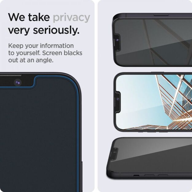 Spigen Glas.tR EZ Fit Privacy Tempered Glass for iPhone 13 / 13 Pro / 14 / 16e - 2 pcs. 13