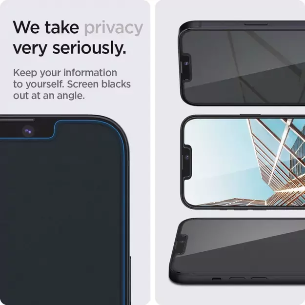 Spigen Glas.tR EZ Fit Privacy Tempered Glass for iPhone 13 / 13 Pro / 14 / 16e - 2 pcs. 2