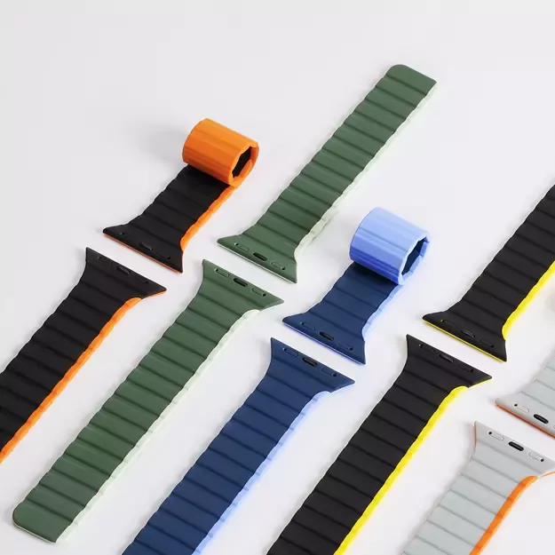 Magnetic Apple Watch SE, 9, 8, 7, 6, 5, 4, 3, 2, 1 (41, 40, 38 mm) Dux Ducis Strap (LD Version) - black and yellow 3
