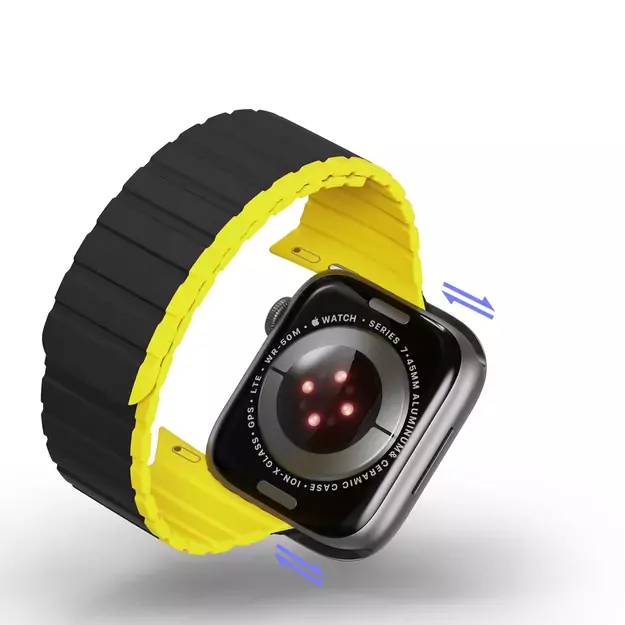 Magnetic Apple Watch SE, 9, 8, 7, 6, 5, 4, 3, 2, 1 (41, 40, 38 mm) Dux Ducis Strap (LD Version) - black and yellow 10