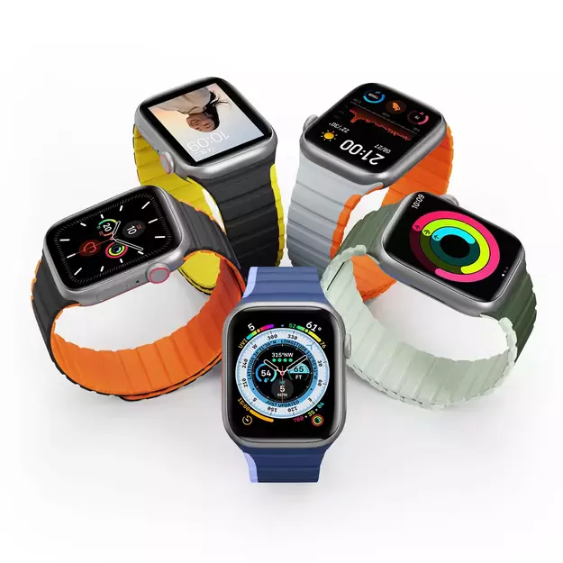 Magnetic Apple Watch SE, 9, 8, 7, 6, 5, 4, 3, 2, 1 (41, 40, 38 mm) Dux Ducis Strap (LD Version) - black and yellow 1