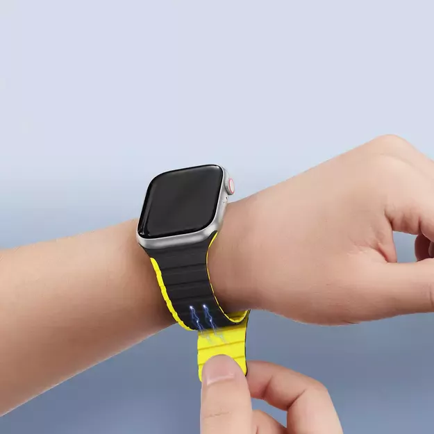 Magnetic Apple Watch SE, 9, 8, 7, 6, 5, 4, 3, 2, 1 (41, 40, 38 mm) Dux Ducis Strap (LD Version) - black and yellow 4