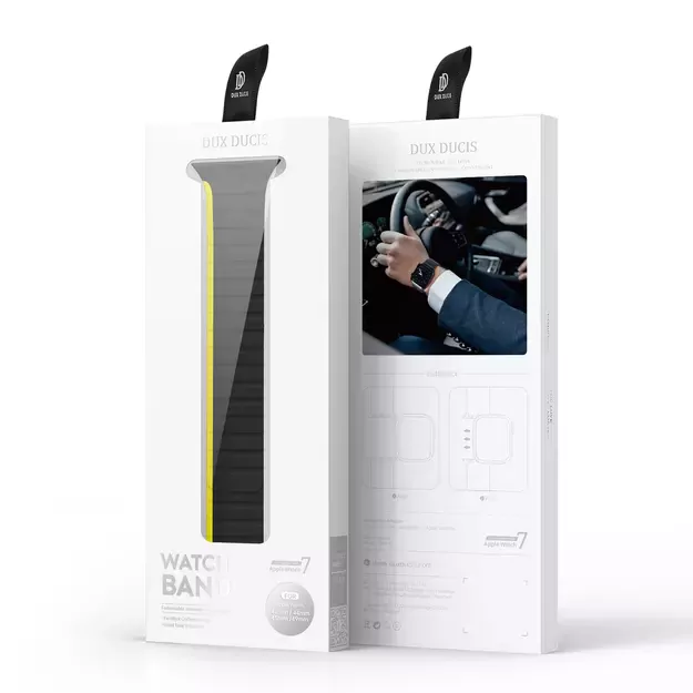 Magnetic Apple Watch SE, 9, 8, 7, 6, 5, 4, 3, 2, 1 (41, 40, 38 mm) Dux Ducis Strap (LD Version) - black and yellow 11