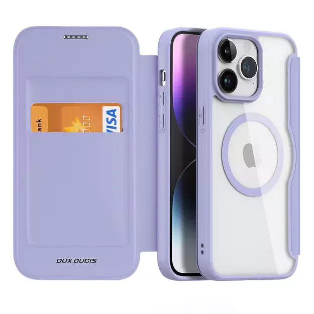 iPhone 15 Pro Max Magnetic MagSafe Flip Case Dux Ducis Skin X Pro - Purple 1