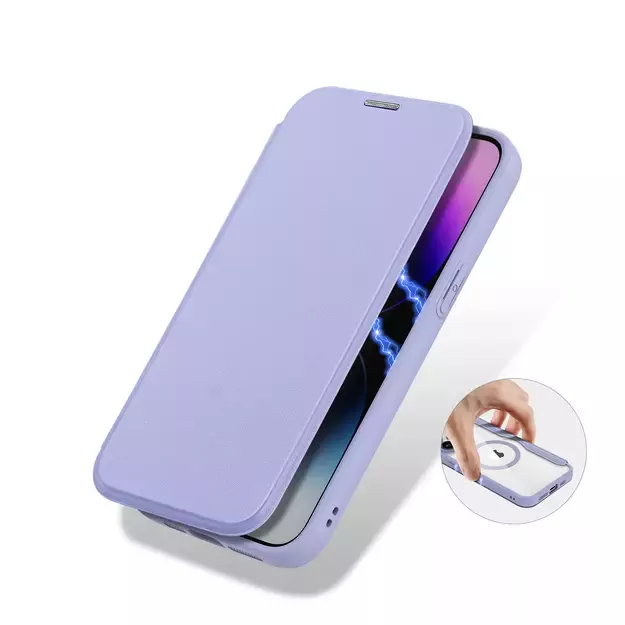 iPhone 15 Pro Max Magnetic MagSafe Flip Case Dux Ducis Skin X Pro - Purple 4