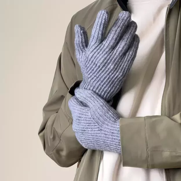 Braided telephone gloves with cut-outs for fingers - gray 8