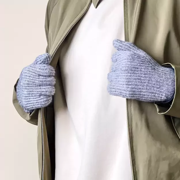 Braided telephone gloves with cut-outs for fingers - gray 9