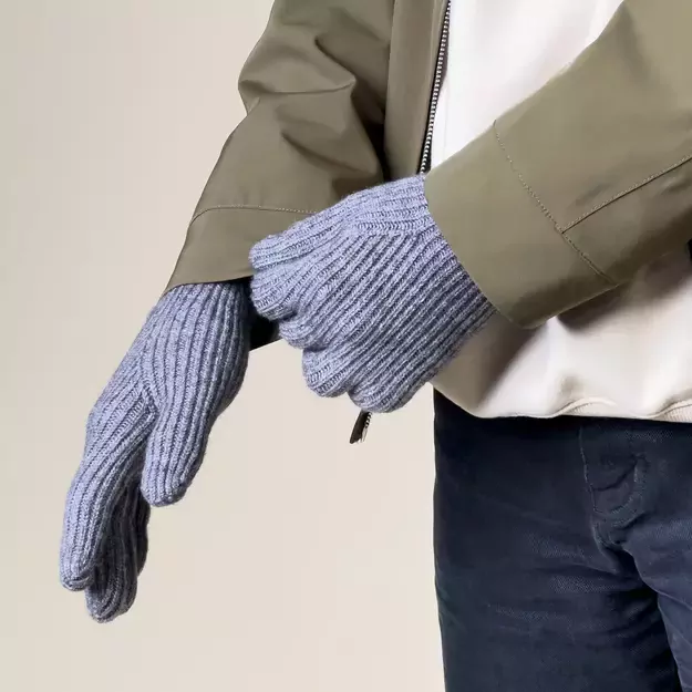 Braided telephone gloves with cut-outs for fingers - gray 7
