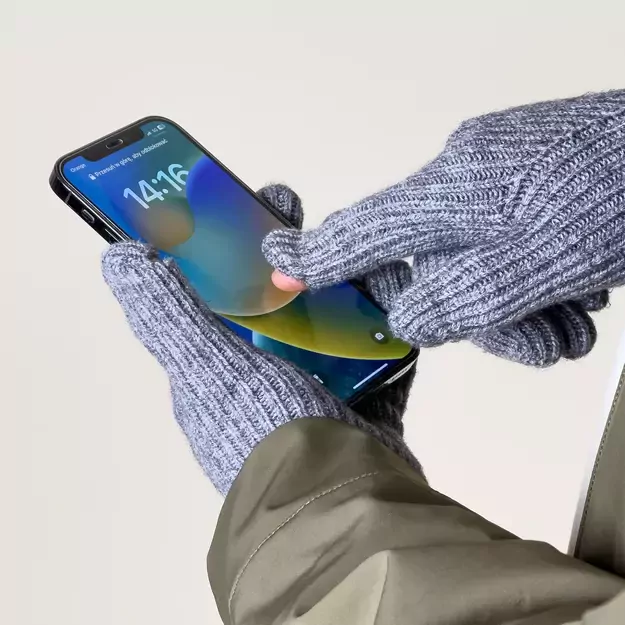 Braided telephone gloves with cut-outs for fingers - gray 6