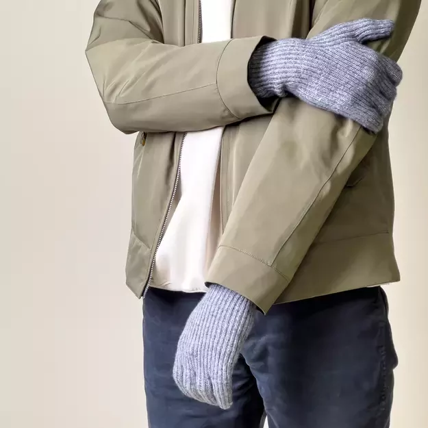 Braided telephone gloves with cut-outs for fingers - gray 10