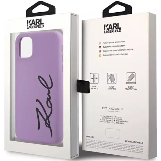 Karl Lagerfeld KLHCN61SKSVGU iPhone 11 / Xr 6.1  purple/purple hardcase Silicone Signature 7