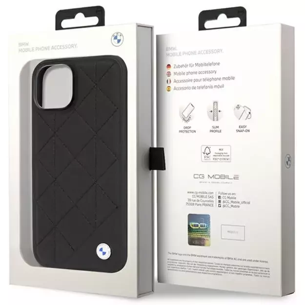Case BMW BMHCP14S22RQDK iPhone 14 6.1  black/black Leather Quilted 7