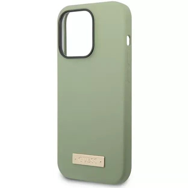 Guess Silicone Logo Plate MagSafe case for iPhone 14 Pro Max - green 13