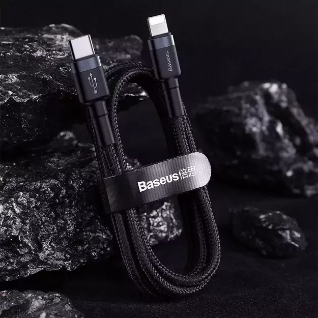 Baseus CATLKLF-G1 Lightning - USB-C PD QC cable 18W 480Mb/s 1m - black and gray 11