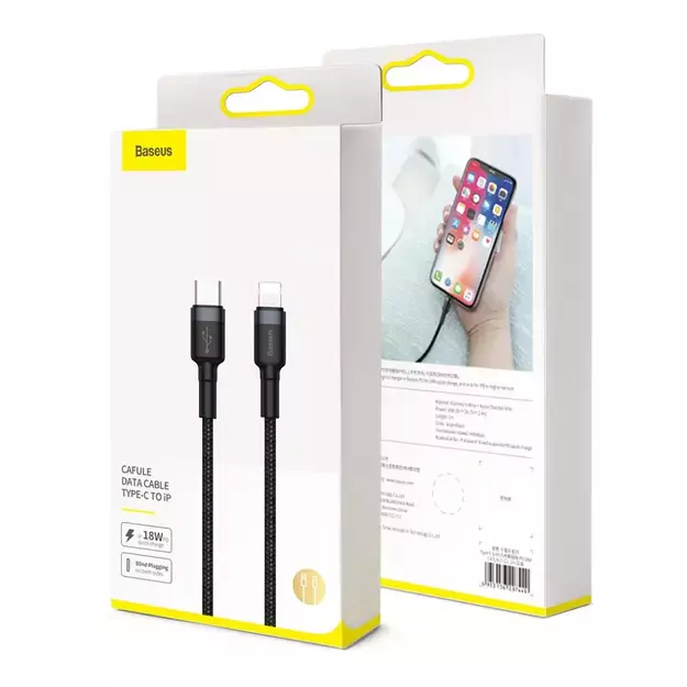 Baseus CATLKLF-G1 Lightning - USB-C PD QC cable 18W 480Mb/s 1m - black and gray 15