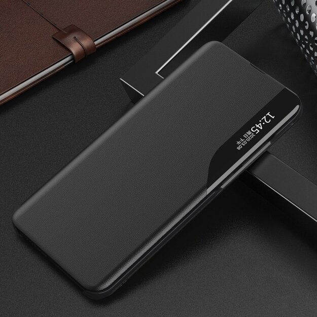 Eco Leather View Case elegant bookcase type case with kickstand for Samsung Galaxy A02s EU black 1