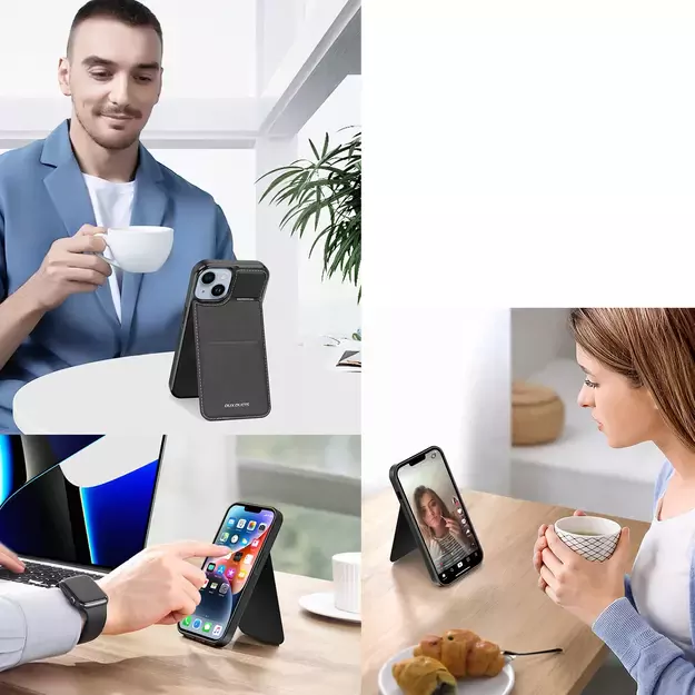 3in1 Wallet Case with Stand for iPhone 15 Plus MagSafe RFID Blocker Dux Ducis Rafi Mag - Black 20
