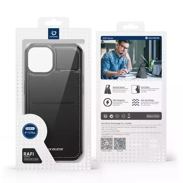 3in1 Wallet Case with Stand for iPhone 15 Plus MagSafe RFID Blocker Dux Ducis Rafi Mag - Black 30