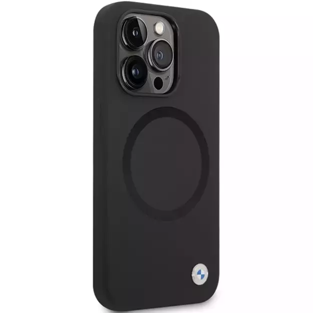 BMW BMHMP14XSILBK2 case for iPhone 14 Pro Max 6.7&quot  - black Signature Liquid Silicone MagSafe 3
