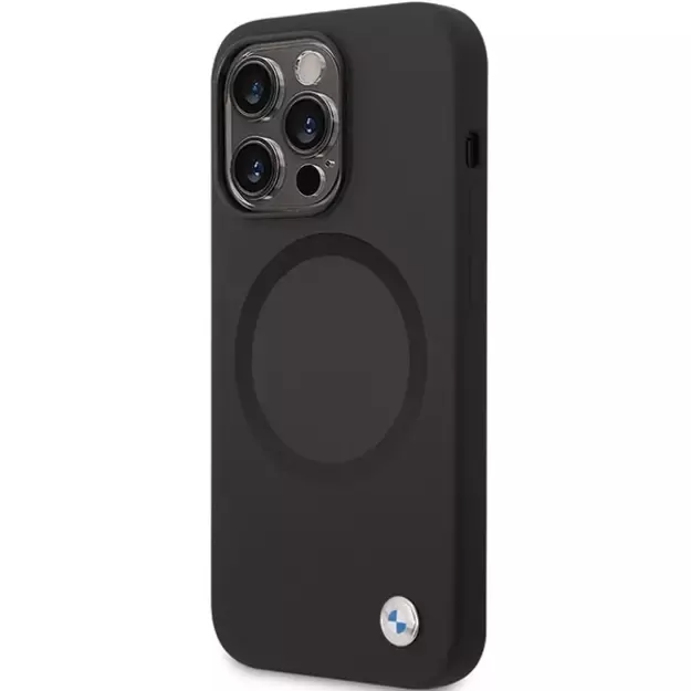 BMW BMHMP14XSILBK2 case for iPhone 14 Pro Max 6.7&quot  - black Signature Liquid Silicone MagSafe 1