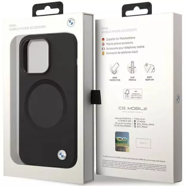 BMW BMHMP14XSILBK2 case for iPhone 14 Pro Max 6.7&quot  - black Signature Liquid Silicone MagSafe 7