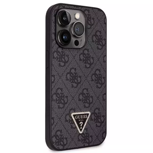 Guess GUHCP14LP4TDSCPK case for iPhone 14 Pro - black Crossbody 4G Metal Logo 16
