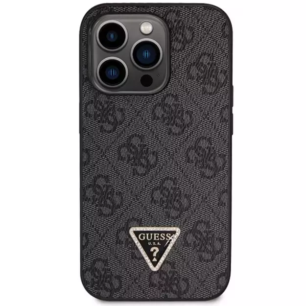 Guess GUHCP14LP4TDSCPK case for iPhone 14 Pro - black Crossbody 4G Metal Logo 10
