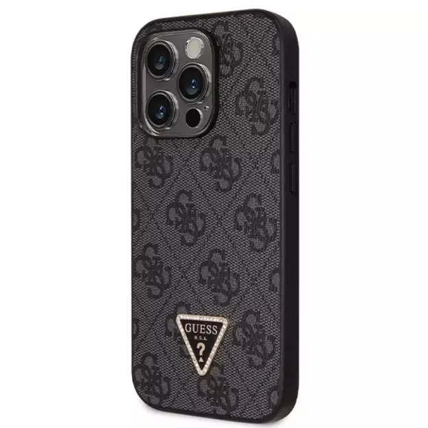 Guess GUHCP14LP4TDSCPK case for iPhone 14 Pro - black Crossbody 4G Metal Logo 9
