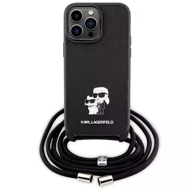 Karl Lagerfeld KLHCP14XSAKCPSK case for iPhone 14 Pro Max 6.7  hardcase - black Crossbody Saffiano Metal Pin Karl&Choupette 7