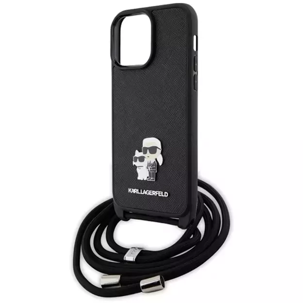 Karl Lagerfeld KLHCP14XSAKCPSK case for iPhone 14 Pro Max 6.7  hardcase - black Crossbody Saffiano Metal Pin Karl&Choupette 10