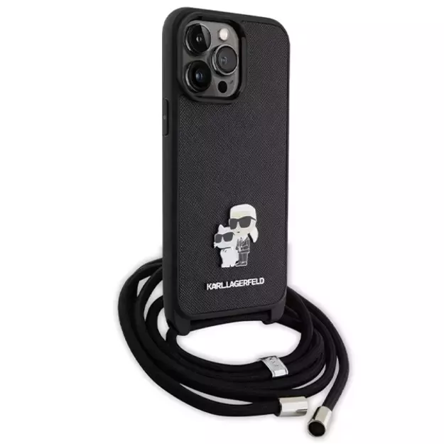 Karl Lagerfeld KLHCP14XSAKCPSK case for iPhone 14 Pro Max 6.7  hardcase - black Crossbody Saffiano Metal Pin Karl&Choupette 8