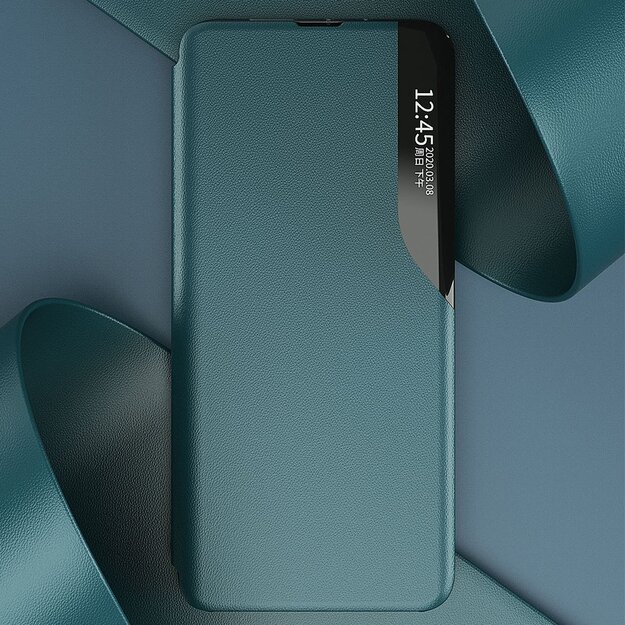 Eco Leather View Case elegant bookcase type case with kickstand for Samsung Galaxy A72 4G blue 16