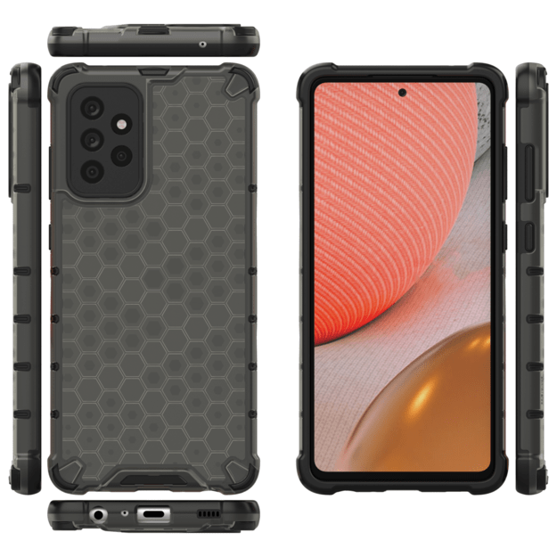 Honeycomb Case armor cover with TPU Bumper for Samsung Galaxy A72 4G black 11