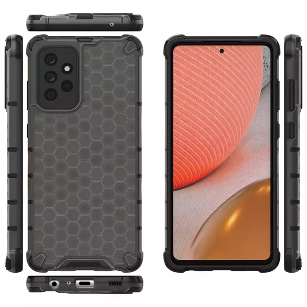 Honeycomb Case armor cover with TPU Bumper for Samsung Galaxy A72 4G black 24