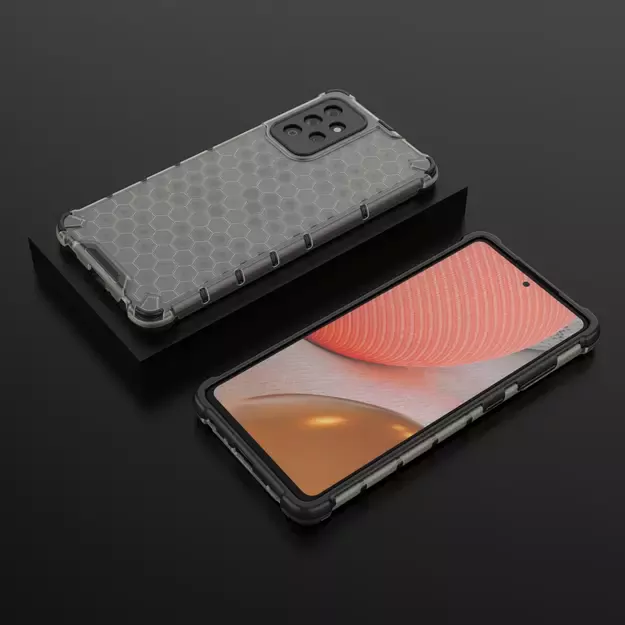 Honeycomb Case armor cover with TPU Bumper for Samsung Galaxy A72 4G black 25