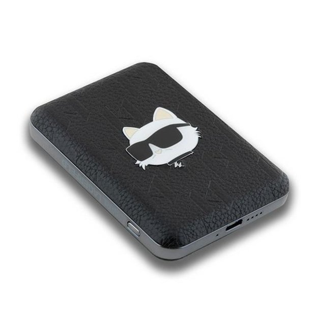 Karl Lagerfeld Powerbank inductive KLPB5FPGKSCHHK 16W 5000mAh black/black Choupette Head Pin MagSafe 3