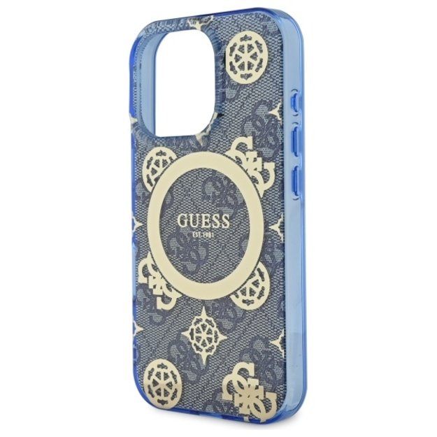 Guess GUHMP16XH4PYEEB iPhone 16 Pro Max 6.9&quot  blue/blue hardcase IML Peony On 4G Background MagSafe 5
