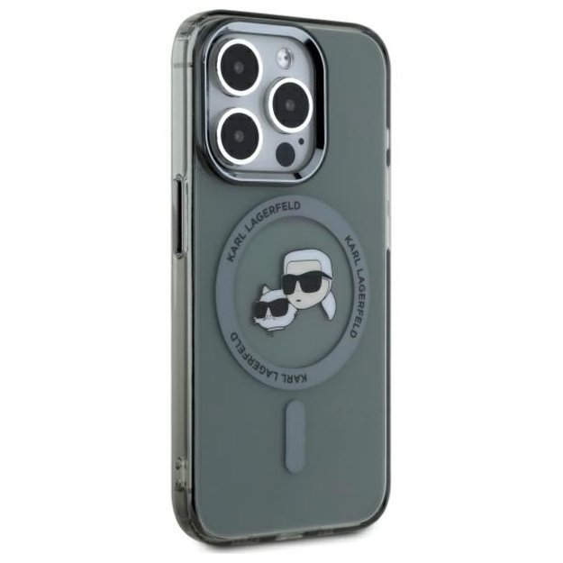 Karl Lagerfeld KLHMP15XHLSKCK iPhone 15 Pro Max 6.7&quot  black/black hardcase IML Metal Karl&amp Choupette Head MagSafe 3