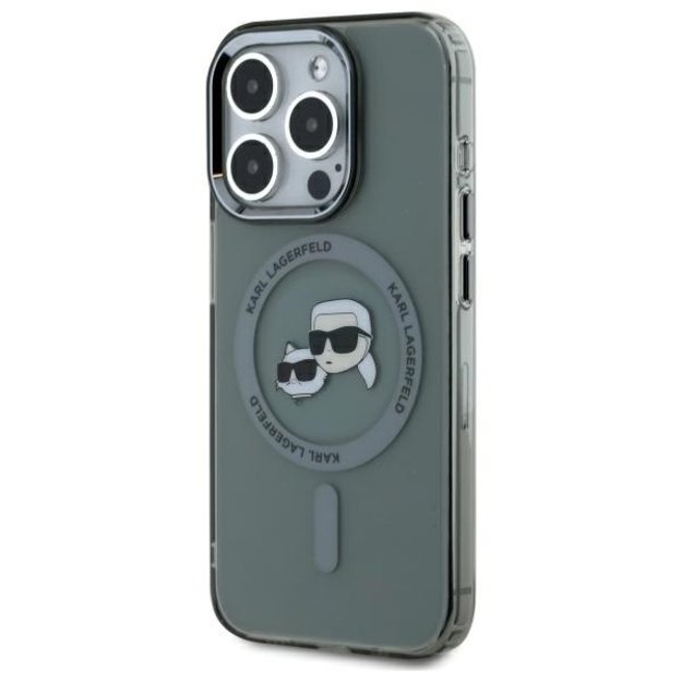 Karl Lagerfeld KLHMP15XHLSKCK iPhone 15 Pro Max 6.7&quot  black/black hardcase IML Metal Karl&amp Choupette Head MagSafe 1