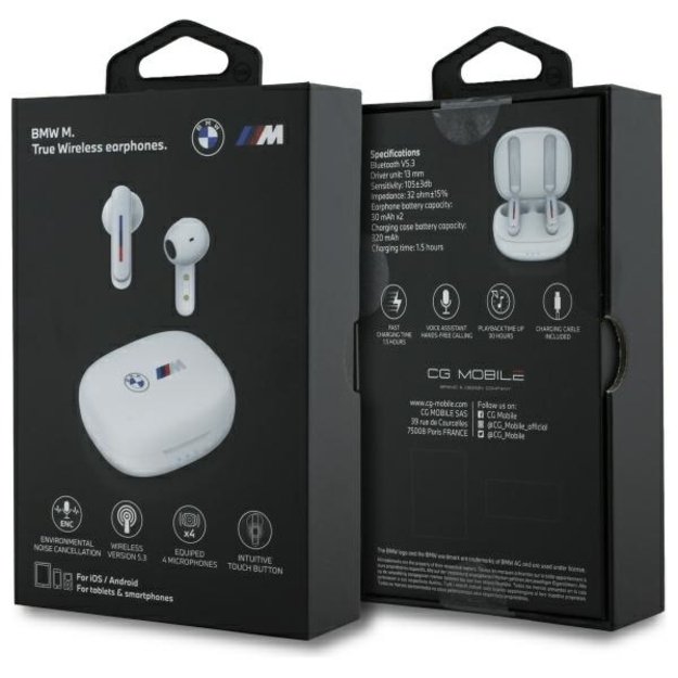 BMW Bluetooth headphones BMBEMIATP20LOH TWS + docking station white/white Printed Logos 5