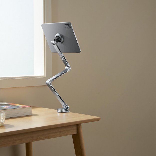 Wozinsky WTY0YS1 magnetic holder, 360° rotating, solid, for phone and tablet - gray 4