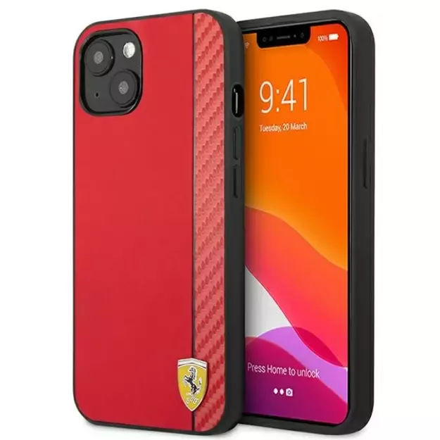 Ferrari FESAXHCP13SRE iPhone 13 mini 5.4&quot  red/red hardcase On Track Carbon Stripe